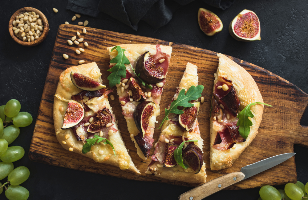 Fig and Goat Cheese Flatbread Paired with Cabernet Sauvignon